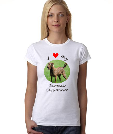 Dogs - I Heart My Chesapeake Bay Retriever on Womans Shirt